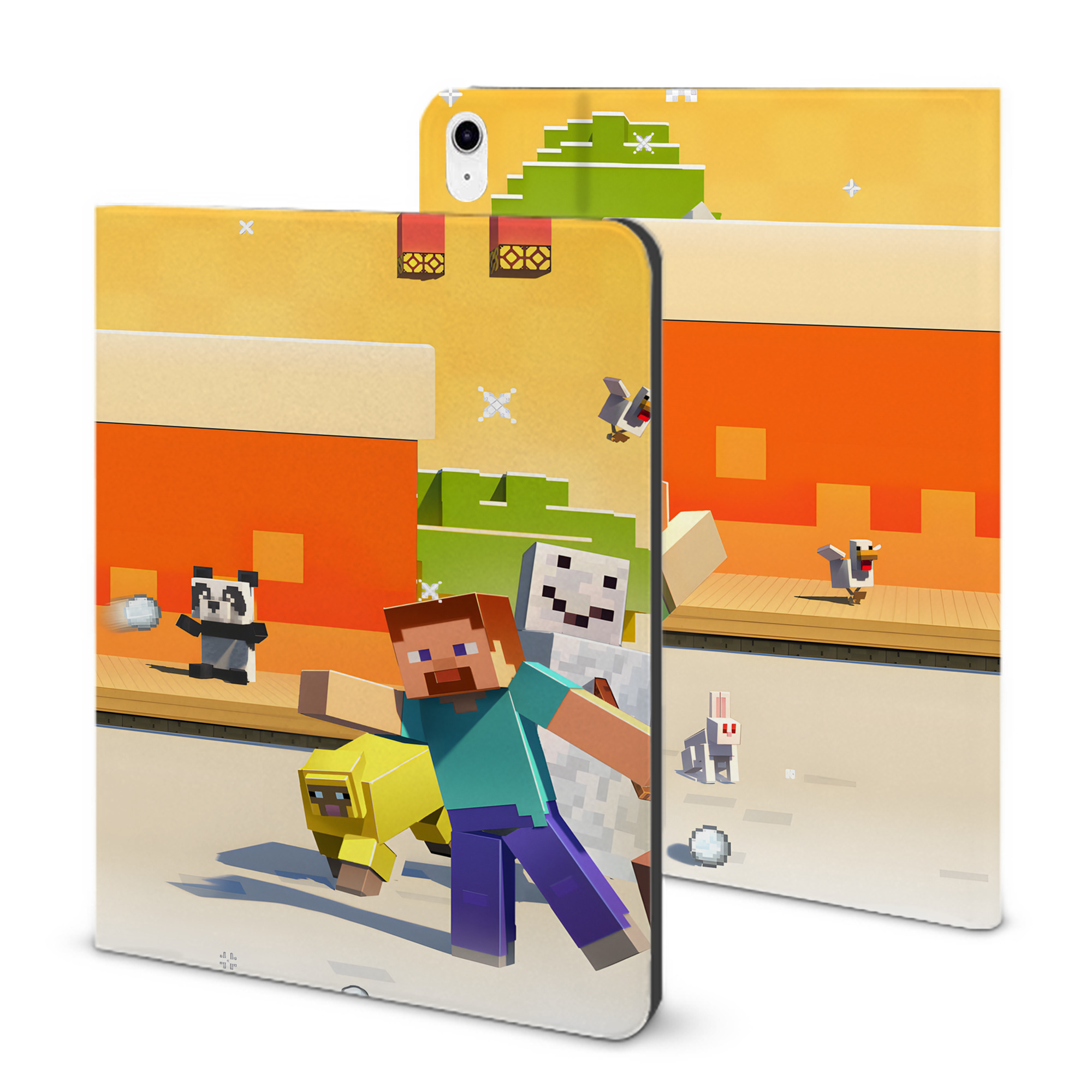 （画像用） マインクラフト ブロックの世界 Minecraft MC Block world IPad ケース ブック型 PUレザー TPU 耐衝撃 軽量 薄型 ペン収納なし 全面保護 IPad 各モデル対応